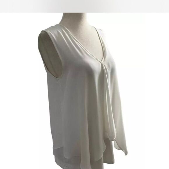 Green Envelope Asymmetrical Cream Off White Sleeveless Tank Top Cami M - Picture 3 of 6
